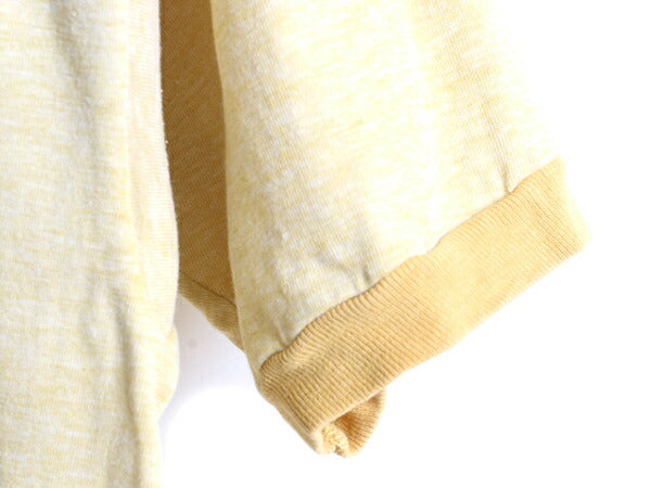 70s USA製 ビンテージ ■ スプルース 無地 リンガー 半袖 Tシャツ ( M 小さめ メンズ S 程) 古着 MAYO Spruce 70年代 霜降り イエロー 無地