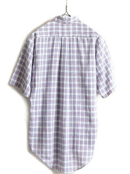 60s 70s ビンテージ ■ ANDOVER チェック 3点留め ボタンダウン 半袖 シャツ ( メンズ M ) 古着 60年代 70年代 ポケット付き 半袖シャツ