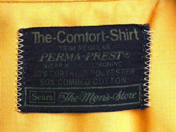 70s ビンテージ ■ シアーズ ポケット付き 半袖 シャツ ( 14 1/2 メンズ S 程) 古着 70年代 SEARS 無地 ポケット付き マスタード イエロー
