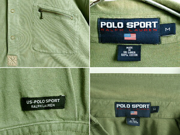 90s オールド ■ POLO SPORT ポロスポーツ ラルフローレン 長袖 ポロシャツ メンズ M / 古着 ポロ 90年代 八の字 ポケット付き 長袖シャツ