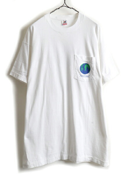90s WWF ポケット付き パンダ アニマル 両面 プリント 半袖 Tシャツ (XL)