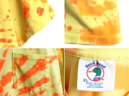90s USA製 大きいサイズ XL ■ DUCK HEAD ダックヘッド ポケット付き タイダイ 半袖 Tシャツ ( メンズ ) 古着 90年代 オールド ポケT 総柄