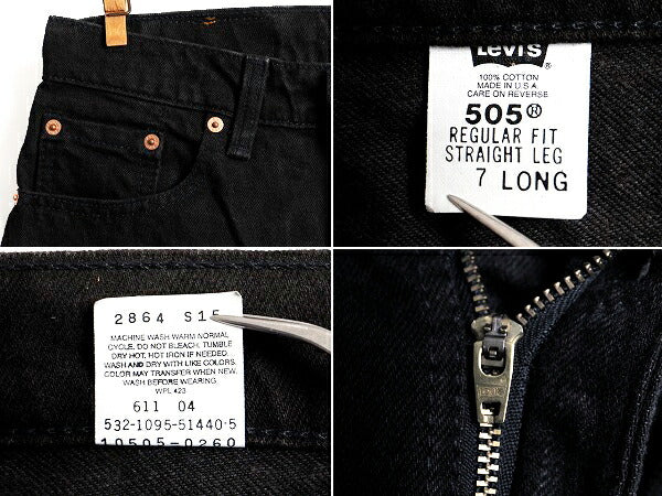 タグ付き 新品 デッドストック 90s USA製 Levis 505 ブラック デニム パンツ レディース M 程/ リーバイス ジーンズ ジーパン ストレート V
