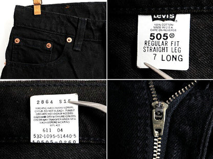 タグ付き 新品 デッドストック 90s USA製 Levis 505 ブラック デニム パンツ レディース M 程/ リーバイス ジーンズ ジーパン ストレート V