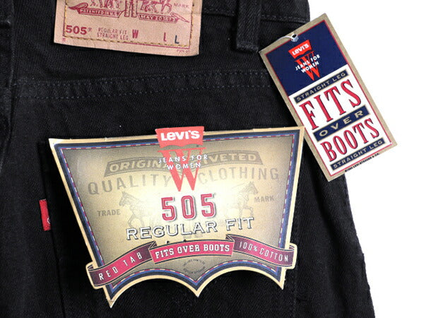 タグ付き 新品 デッドストック 90s USA製 Levis 505 ブラック デニム パンツ レディース M 程/ リーバイス ジーンズ ジーパン ストレート V
