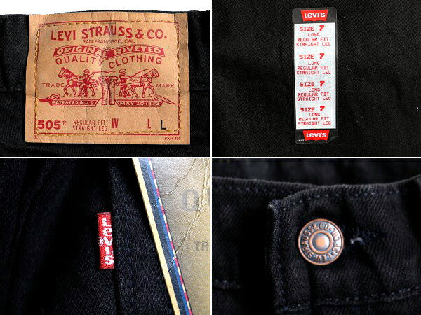 タグ付き 新品 デッドストック 90s USA製 Levis 505 ブラック デニム パンツ レディース S 程/ リーバイス ジーンズ ジーパン ストレート L