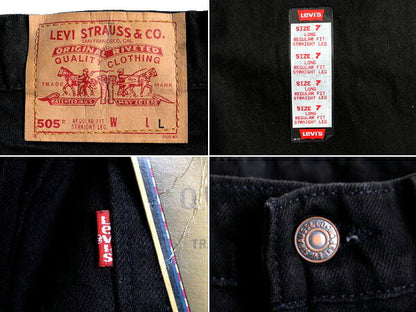 タグ付き 新品 デッドストック 90s USA製 Levis 505 ブラック デニム パンツ レディース S 程/ リーバイス ジーンズ ジーパン ストレート L