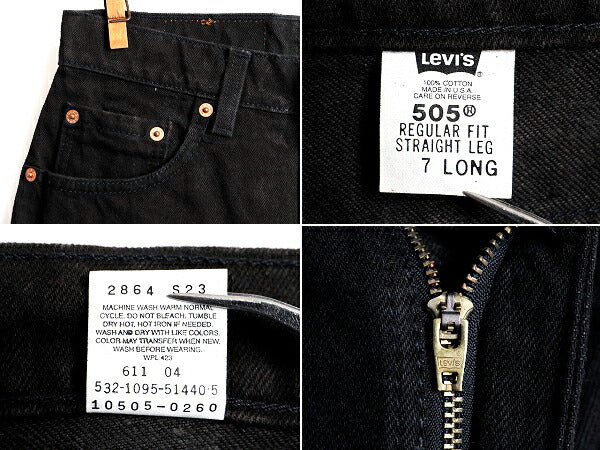 タグ付き 新品 デッドストック 90s USA製 Levis 505 ブラック デニム パンツ レディース S 程/ リーバイス ジーンズ ジーパン ストレート T