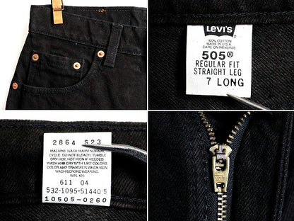 タグ付き 新品 デッドストック 90s USA製 Levis 505 ブラック デニム パンツ レディース S 程/ リーバイス ジーンズ ジーパン ストレート T