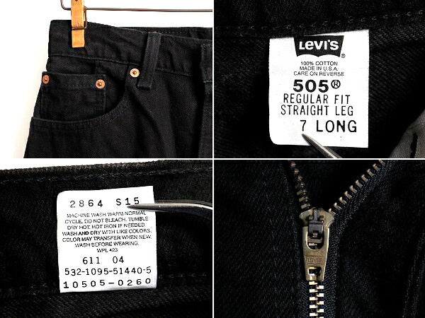 タグ付き 新品 デッドストック 90s USA製 Levis 505 ブラック デニム パンツ レディース S 程/ リーバイス ジーンズ ジーパン ストレート P
