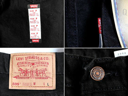 タグ付き 新品 デッドストック 90s USA製 Levis 505 ブラック デニム パンツ レディース S 程/ リーバイス ジーンズ ジーパン ストレート T