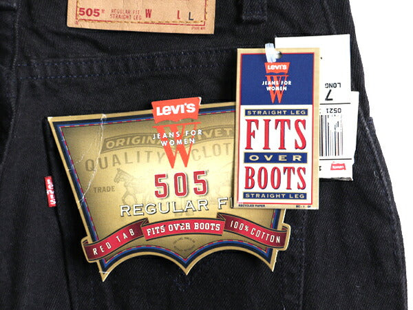 タグ付き 新品 デッドストック 90s USA製 Levis 505 ブラック デニム パンツ レディース S 程/ リーバイス ジーンズ ジーパン ストレート L
