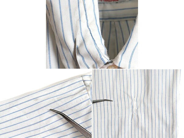 70s ビンテージ ■ HOLBROOK ストライプ 半袖 ボタンダウン シャツ ( メンズ L 程) 古着 70年代 半袖シャツ ポケット付き 2トーン 柄シャツ