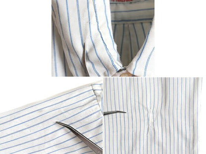 70s ビンテージ ■ HOLBROOK ストライプ 半袖 ボタンダウン シャツ ( メンズ L 程) 古着 70年代 半袖シャツ ポケット付き 2トーン 柄シャツ