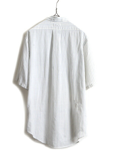 70s ビンテージ ■ HOLBROOK ストライプ 半袖 ボタンダウン シャツ ( メンズ L 程) 古着 70年代 半袖シャツ ポケット付き 2トーン 柄シャツ