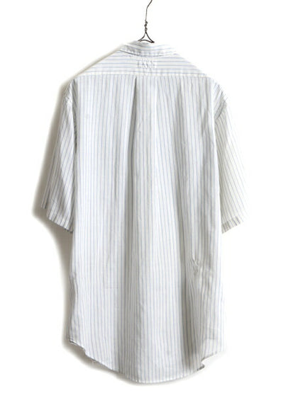 70s ビンテージ ■ HOLBROOK ストライプ 半袖 ボタンダウン シャツ ( メンズ L 程) 古着 70年代 半袖シャツ ポケット付き 2トーン 柄シャツ