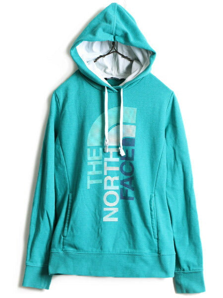■ ノースフェイス プリント スウェット フード パーカー ( レディース M ) 古着 The North Face トレーナー プルオーバー 裏起毛 2トーン