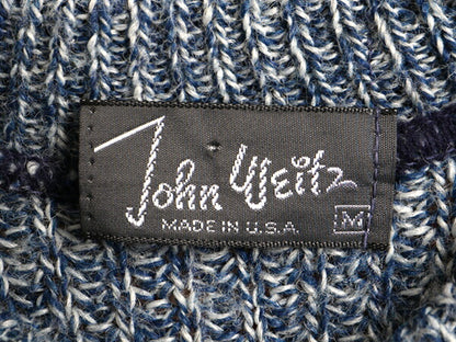 70s USA製 ビンテージ ■ John Weitz 長袖 アクリル 二ット セーター レディース M メンズ S 程/ 古着 70年代 チャンキー 長袖ニット 青 白