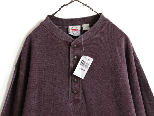 デッドストック 90s ■ リーバイス ヘンリーネック 鹿の子 長袖 Tシャツ ( メンズ M ) 新品 Levis 90年代 オールド ロンT 長袖Tシャツ 無地