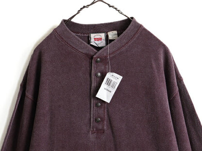 デッドストック 90s ■ リーバイス ヘンリーネック 鹿の子 長袖 Tシャツ ( メンズ M ) 新品 Levis 90年代 オールド ロンT 長袖Tシャツ 無地
