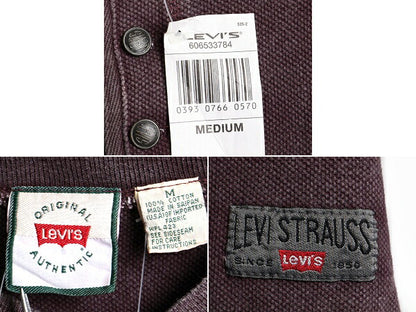 デッドストック 90s ■ リーバイス ヘンリーネック 鹿の子 長袖 Tシャツ ( メンズ M ) 新品 Levis 90年代 オールド ロンT 長袖Tシャツ 無地