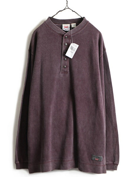 デッドストック 90s ■ リーバイス ヘンリーネック 鹿の子 長袖 Tシャツ ( メンズ M ) 新品 Levis 90年代 オールド ロンT 長袖Tシャツ 無地