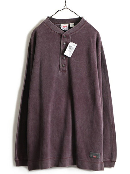 デッドストック 90s ■ リーバイス ヘンリーネック 鹿の子 長袖 Tシャツ ( メンズ M ) 新品 Levis 90年代 オールド ロンT 長袖Tシャツ 無地