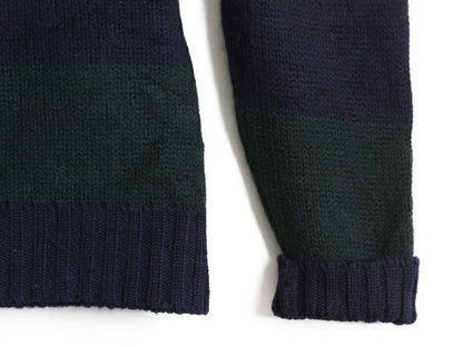 80s ビンテージ ■ ブルックスブラザーズ ワイド ボーダー ウール 長袖 ニット セーター メンズ L / 80年代 Brooks Brothers 2トーン 紺 緑