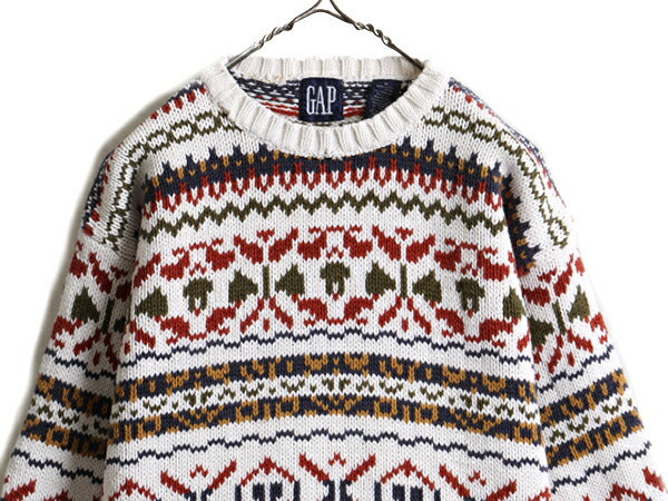 OLD GAP ノルディック コットン ニット セーター ( レディース M メンズ S 程) 90s 古着 90年代 紺タグ オールド ギャップ ヘビーウェイト