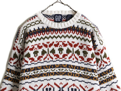 OLD GAP ノルディック コットン ニット セーター ( レディース M メンズ S 程) 90s 古着 90年代 紺タグ オールド ギャップ ヘビーウェイト