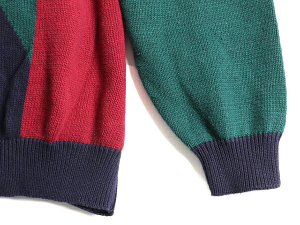 ■ COTTON TRADERS 絵柄 コットン ニット セーター メンズ L / 古着 90s オールド 90年代 ゴルフ ゴルファー クレイジー ビッグシルエット