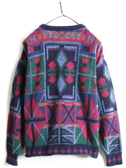 ■ チャップス ラルフローレン ネイティブ Vネック コットン ニット セーター ( メンズ M ) ポロ 80s USA製 80年代 ビンテージ POLO CHAPS