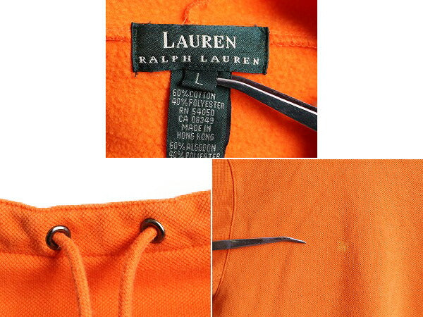 90s ■ LAUREN ラルフローレン モック ハイネック 鹿の子 スウェット レディース L / 90年代 オールド ポロ プルオーバー POLO カットソー
