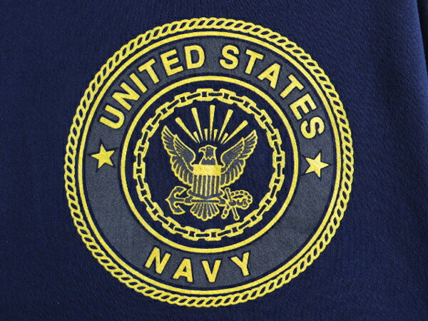 90s USA製 ■ US NAVY 両面 プリント スウェット フード パーカー メンズ M / 古着 90年代 オールド ミリタリー トレーナー 裏起毛 軍物 紺
