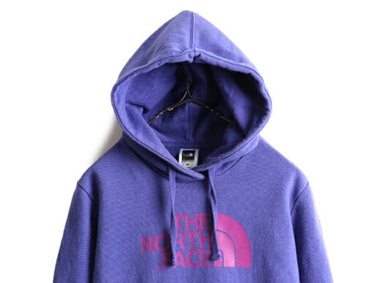 ■ ノースフェイス プリント スウェット フード パーカー ( レディース M ) The North Face トレーナー プルオーバー 裏起毛 スエット 紫