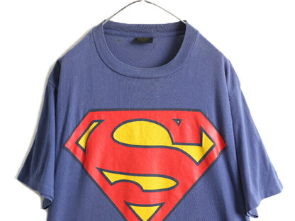 90s USA製 大きいサイズ XL ★ スーパーマン ロゴ プリント 半袖 Tシャツ ( メンズ ) 90年代 SUPERMAN キャラクター オフィシャル 当時物