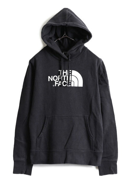 ■ ノースフェイス プリント スウェット フード パーカー ( レディース M ) The North Face トレーナー プルオーバー 裏起毛 アウトドア 黒