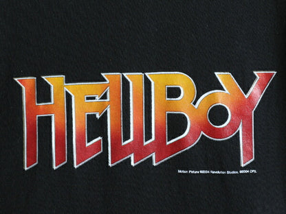00s ★ ヘルボーイ プリント 半袖 Tシャツ ( メンズ M ) 00年代 HELLBOY オフィシャル 映画 ムービー アメコミ ヘビーウェイト 当時物 黒