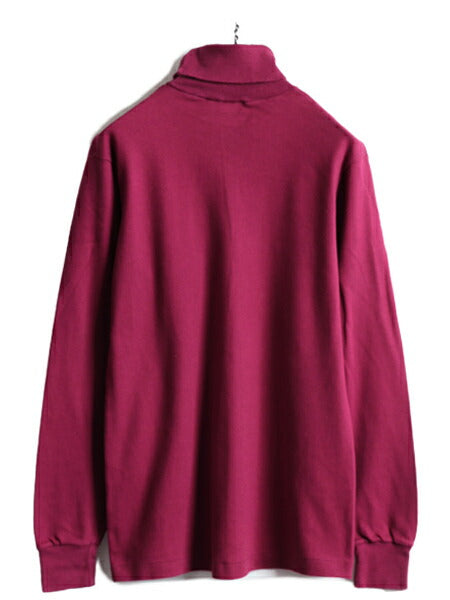 80s USA製 ■ エルエルビーン タートルネック 長袖 Tシャツ ( メンズ M 小さめ ) 80年代 ビンテージ ロンT LLBEAN 長袖Tシャツ 無地 エンジ