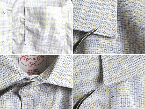 ■ ブルックスブラザーズ 346 チェック 長袖 ドレス シャツ メンズ L 程/ BROOKS BROTHERS 長袖シャツ ビジネス ノーアイロン ポケット付き