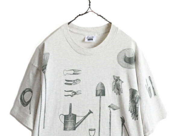 90s USA製 ★ rel e vant products 工具 オールオーバー プリント Tシャツ メンズ XL / 90年代 オールド アート 総柄 シングルステッチ 灰