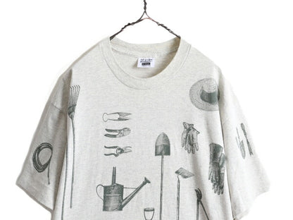 90s USA製 ★ rel e vant products 工具 オールオーバー プリント Tシャツ メンズ XL / 90年代 オールド アート 総柄 シングルステッチ 灰