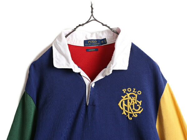 大きいサイズ XL ■ ポロ ラルフローレン クレイジー パターン 長袖 ラガー シャツ ( メンズ ) 古着 POLO ラグビーシャツ カスタムフィット