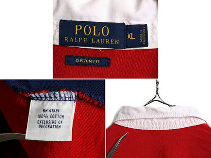 大きいサイズ XL ■ ポロ ラルフローレン クレイジー パターン 長袖 ラガー シャツ ( メンズ ) 古着 POLO ラグビーシャツ カスタムフィット