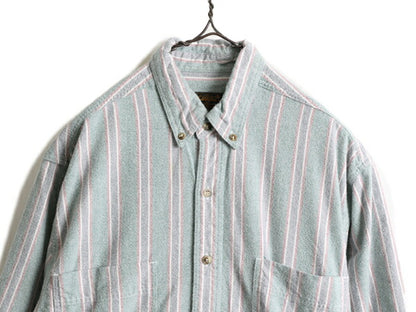 80s ■ エディーバウアー ストライプ コットン シャモア クロス ボタンダウン 長袖 シャツ メンズ S / 80年代 Eddie Bauer フランネル ネル