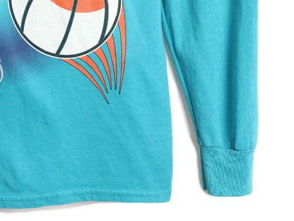 90s USA製 ボーイズ XL メンズ S 程■ ワーナー タズマニアンデビル NBA ホーネッツ フード付き 長袖 Tシャツ キャラクター ロンT 2トーン
