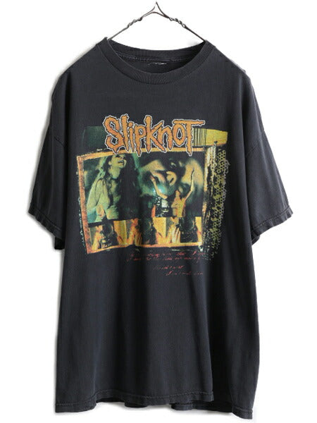 00s ★ スリップノット 両面 プリント Tシャツ ( メンズ XL 程) 00年代 オールド SLIPKNOT オフィシャル 当時物 バンド メタル ロック 黒