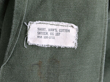 60s ビンテージ ■ 米軍実物 US ARMY コットン サテン ユーティリティ シャツ ( 14 1/2 メンズ XS 程) 古着 シャツ袖 2nd OG107 ミリタリー