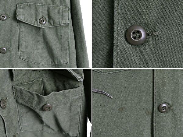 60s ビンテージ ■ 米軍実物 US ARMY コットン サテン ユーティリティ シャツ ( 14 1/2 メンズ XS 程) 古着 シャツ袖 2nd OG107 ミリタリー