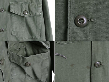 60s ビンテージ ■ 米軍実物 US ARMY コットン サテン ユーティリティ シャツ ( 14 1/2 メンズ XS 程) 古着 シャツ袖 2nd OG107 ミリタリー